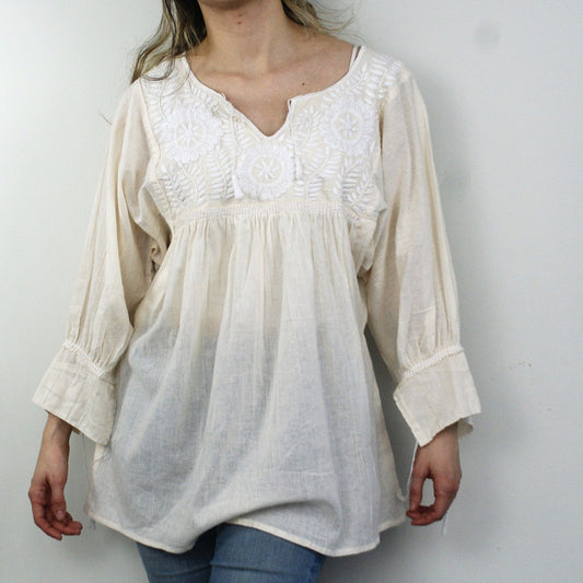 Tunika brodert beige EVOMAR